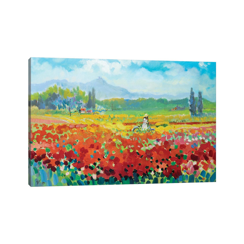 Provence. Poppy Field by Katharina Valeeva - Wrapped Canvas Painting, 20.32 cm H x 30.48 cm W