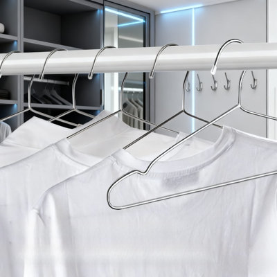 Heavy Duty Stainless Steel Hangers 30-Pack, Space-Saving Non-Slip Clothes Hangers For Coats, Dresses, Shirts And Pants, Rustproof Metal Hangers For Closet, Dorm, Laundry And Outdoor Use