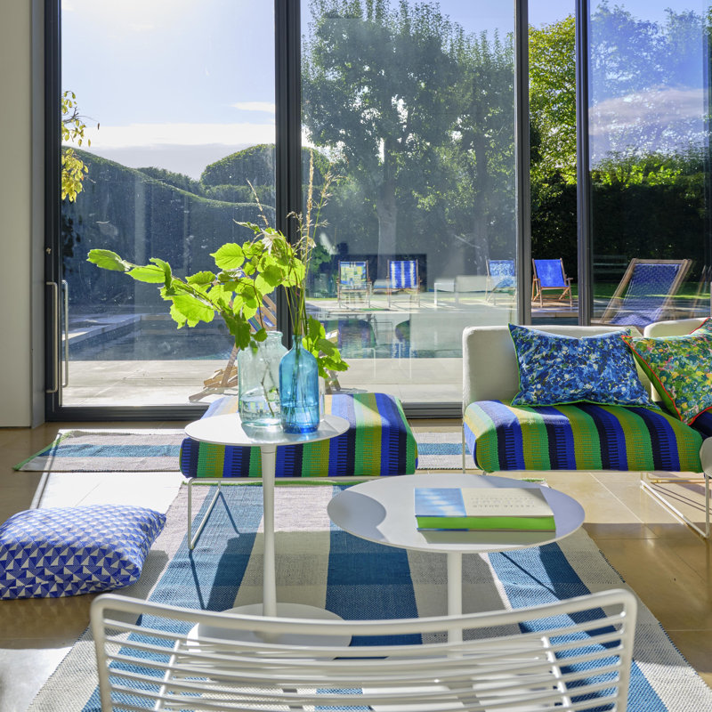 Saliya Outdoor Cobalt Rug, Rectangle 3'11" x 5'11"