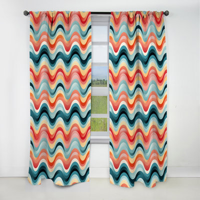 Colorful Geometric Whirls Chevron Pattern - Chevron Curtain - Blackout Curtain - 1 Panels