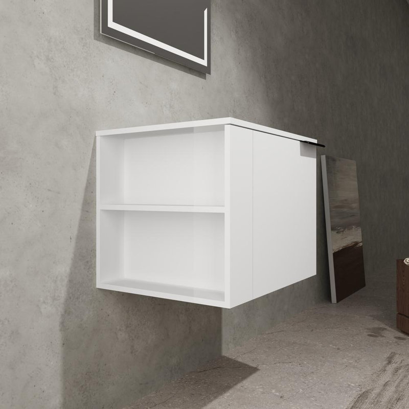 Armoire de rangement murale 24 po à base simple en contreplaqué avec porte à fermeture en douceur, Chêne blanc