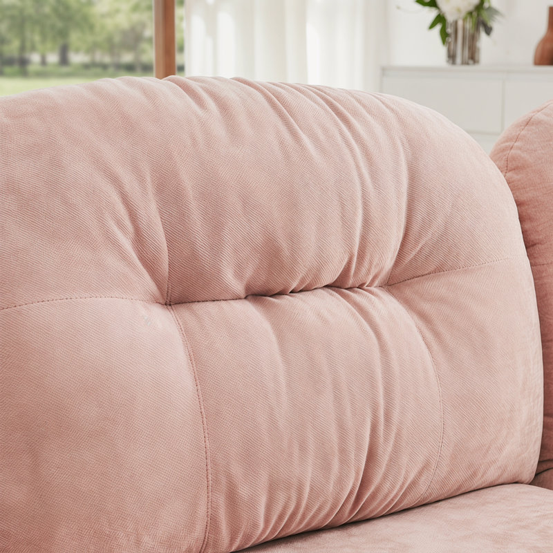 Canapé modulaire élégant à trois places rose - Tissu chenille doux, conception plissée matelassée, confort ergonomique pour le salon et la chambre à coucher