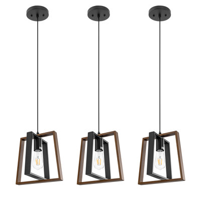 Luminaire suspendu pour îlot de cuisine 1 lumière noir mat Kamontae