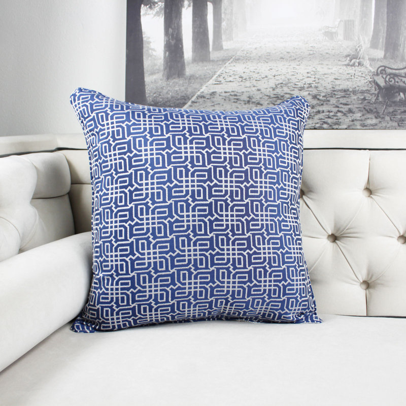  Cozy Jacquard Plaid Pillow Cover & Insert, Blue