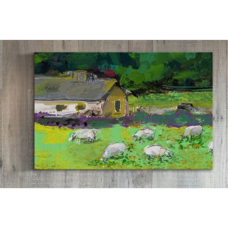 « cotswold farm » par arthur pina, reproduction d’art sur toile tendue, H 20 po x l 30 po x P 1,5 po