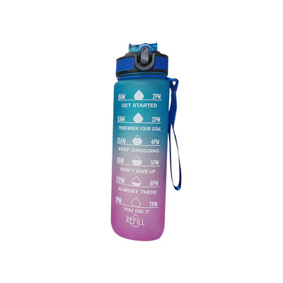 Water Bottle Large Kettle;1L Large-capacity Sports Water Cup, Space Cup, Graduated Color Straw Plastic Cup, Student Children's Water Bottle