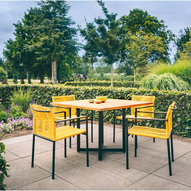 Woodbridge 4 - Person Patio Dining Set with Square Table, Yellow