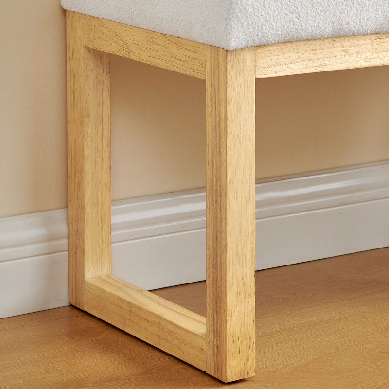 Soft Cushioned Beige Shoe - Changing Bench, Modern Design And Natural Wood Frame, Fits Different Home Settings, 25.5"*18.25"*14.5", 14.4Lbs Bench With Clean Line Aesthetic, Solid Structure,
