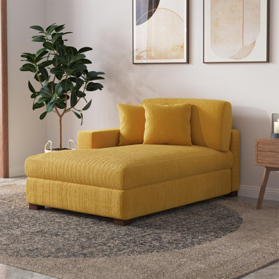 Milbrey Oversized Upholstered Chaise Lounge with Armrests & Throw Pillows