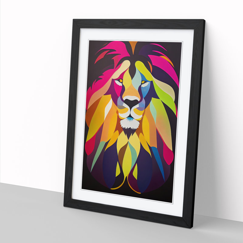 Lion Abstract Vol.2 - Picture Frame Print, Black, 64cm H x 46cm W x 2cm D