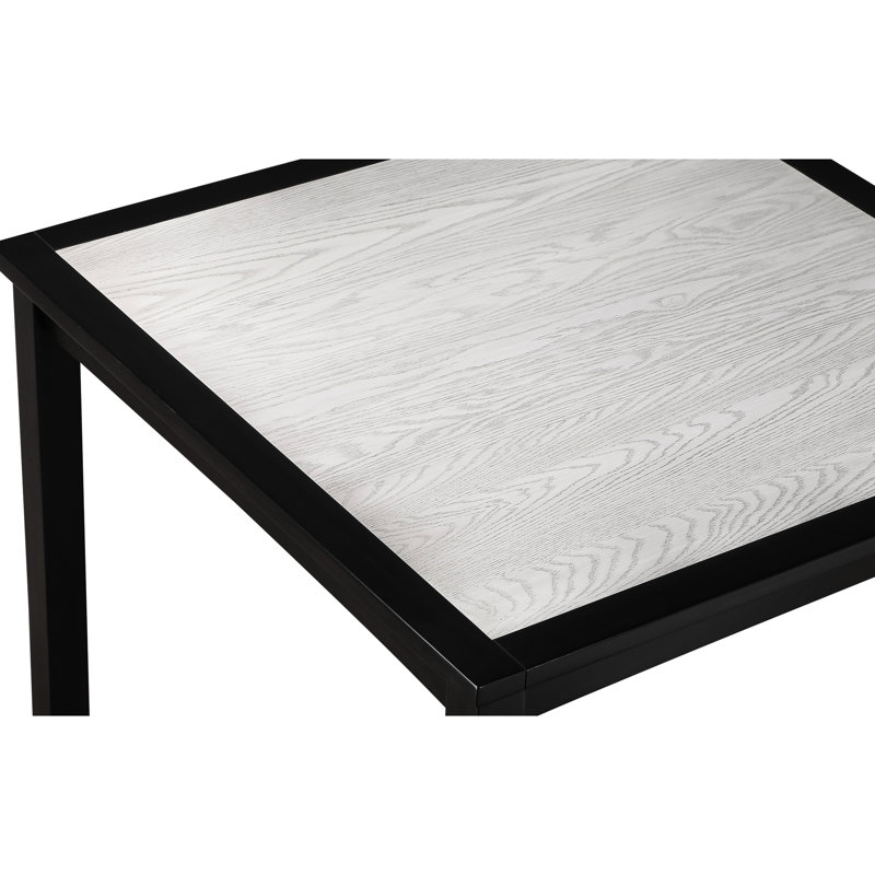 Hauteur de comptoir en bois massif de 5 pièces avec table carrée et chaises rembourrées à finition bicolore pour salle à manger contemporaine brun foncé crème
