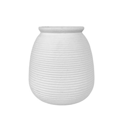 Ribbed Ceramic Vase, 2 Colors Available, Round Textured Vase for Living Room, Dining Table & Shelf, Modern Home Decor