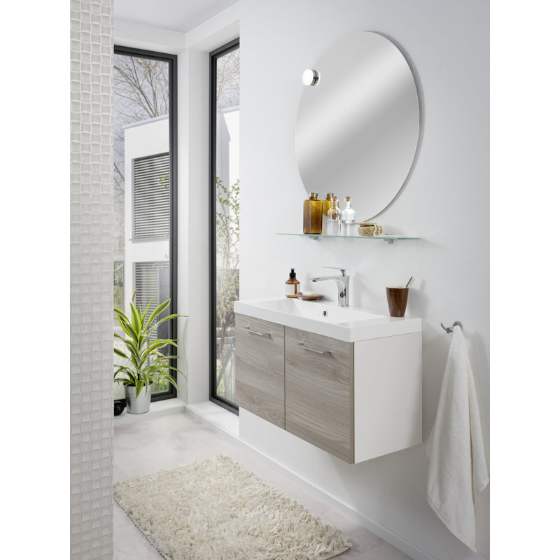 Lima 80cm Single Bathroom Vanity Base Only, White/Stone ash