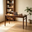 Bureau en bois massif L 55,12 po, bureau en noyer moderne Mid-Century pour petits espaces, chambre à coucher