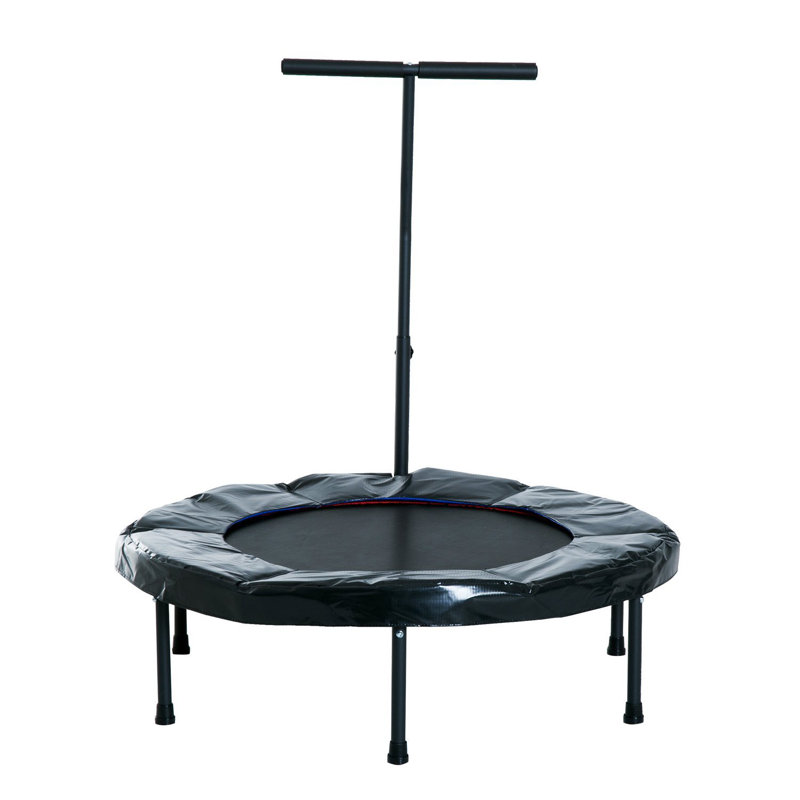 Freeport Park ft Round Fitness Trampoline with Handlebar, Black