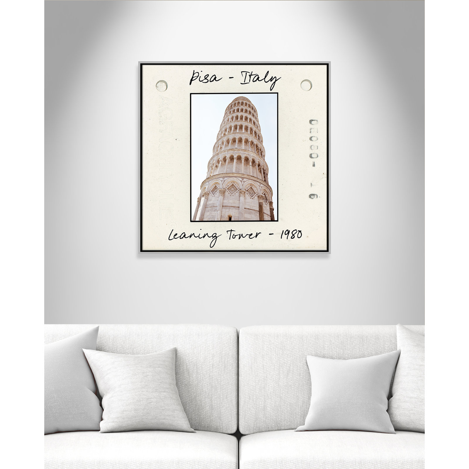 Pisa, Italy - Leaning Tower Print by Natalie Carpentieri, 31.5" H x 31.5" W x 2" D, Silver Floater Framed Canvas