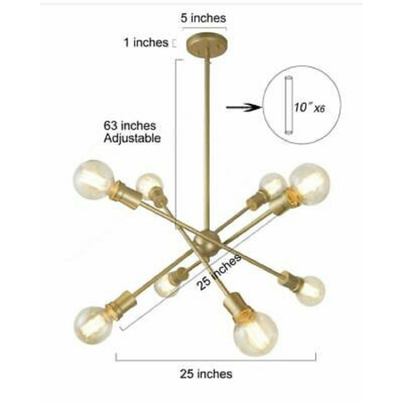 Luminaire suspendu spoutnik linéaire à 8 lumières Klohe