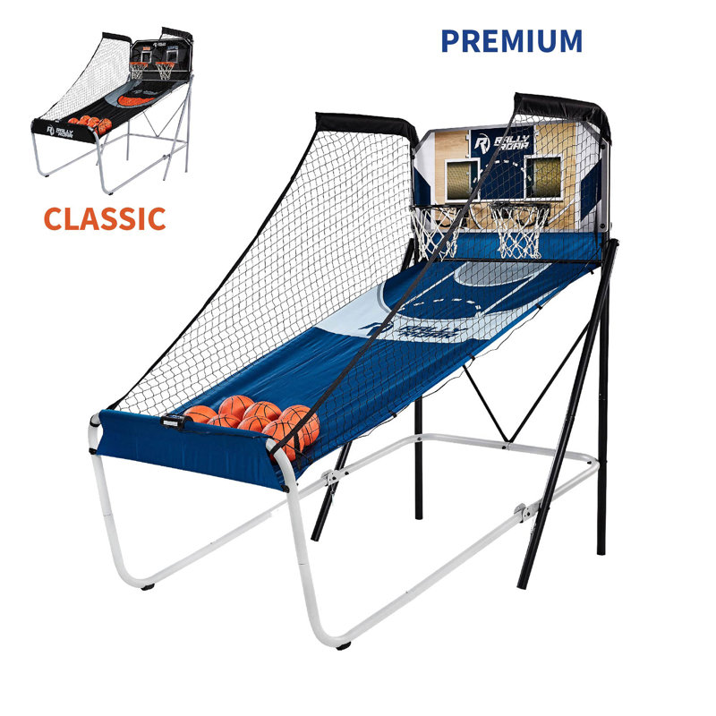Lancaster Blue Foldable Steel Dual Basketball Game with LED Scoring