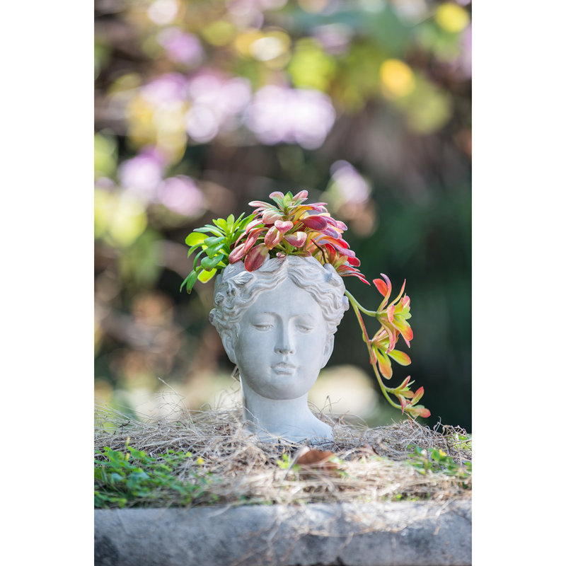 Pot à fleurs en ciment à des fins décoratives - vase gris, 9,24 po de hauteur, 6,35 de profondeur, 5,86 de largeur, vase intérieur et extérieur pour la maison et le jardin, 6,3 x 5,9 x 9,1 pouces, capacité de 900 ml,