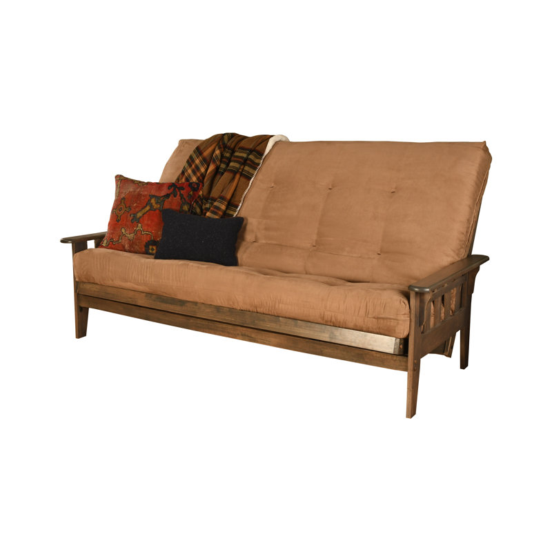 Stratford Queen 87'' Upholstered Futon And Mattress, Suede Peat Microsuede
