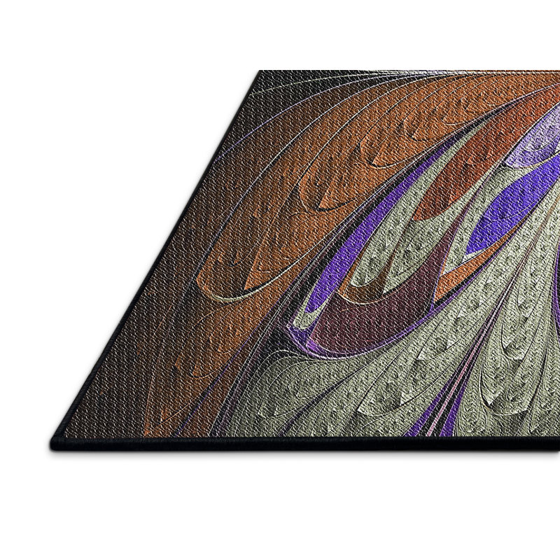Tapis brun/mauve/beige tissé à la machine, Rectangle 5 pi x 7 pi