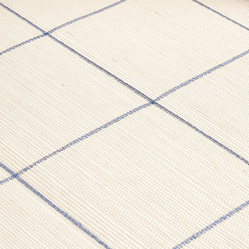 Windowpane Embroidered Sisal Wallpaper, Navy