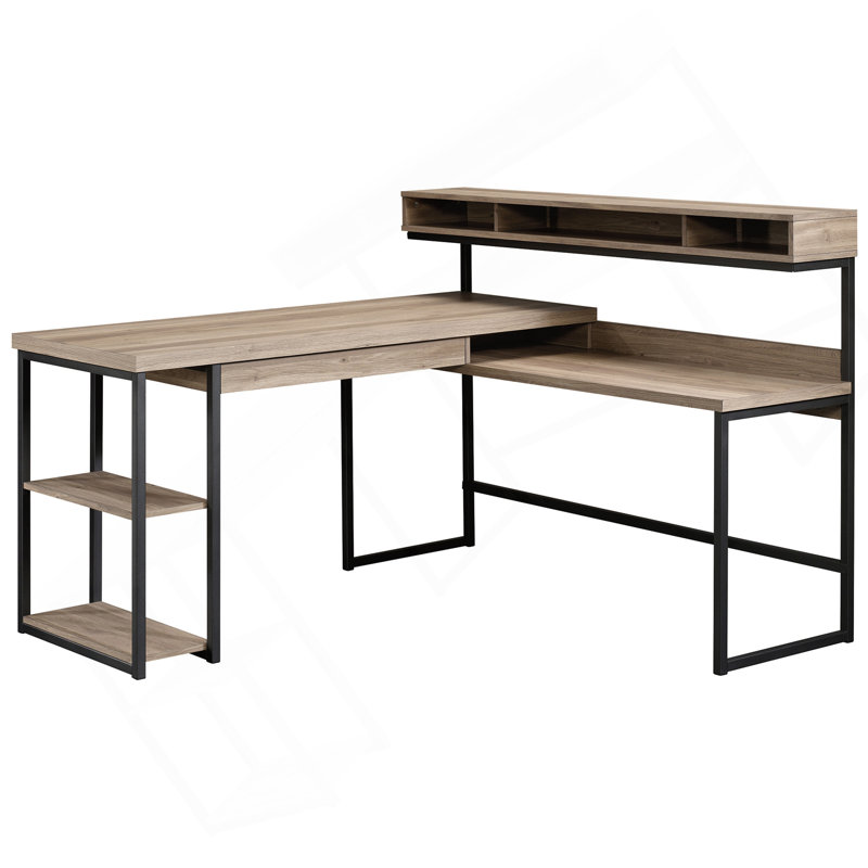 L-Shaped Desk, Brown Finish
