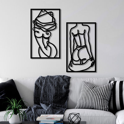 Elegant Decorative Metal Wall Accessory (2 Pieces), Black, 16.5 x 27.6 inches | 100% Metal Construction, Thickness: 0.06 inches | Perfect for Home Decor, Modern Aesthetic, Lightweight at 1.0 lbs