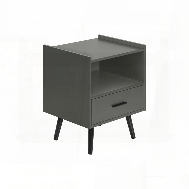 Table d'appoint avec tiroir de rangement et casier ouvert - stratifié gris, H 24 po, Gris