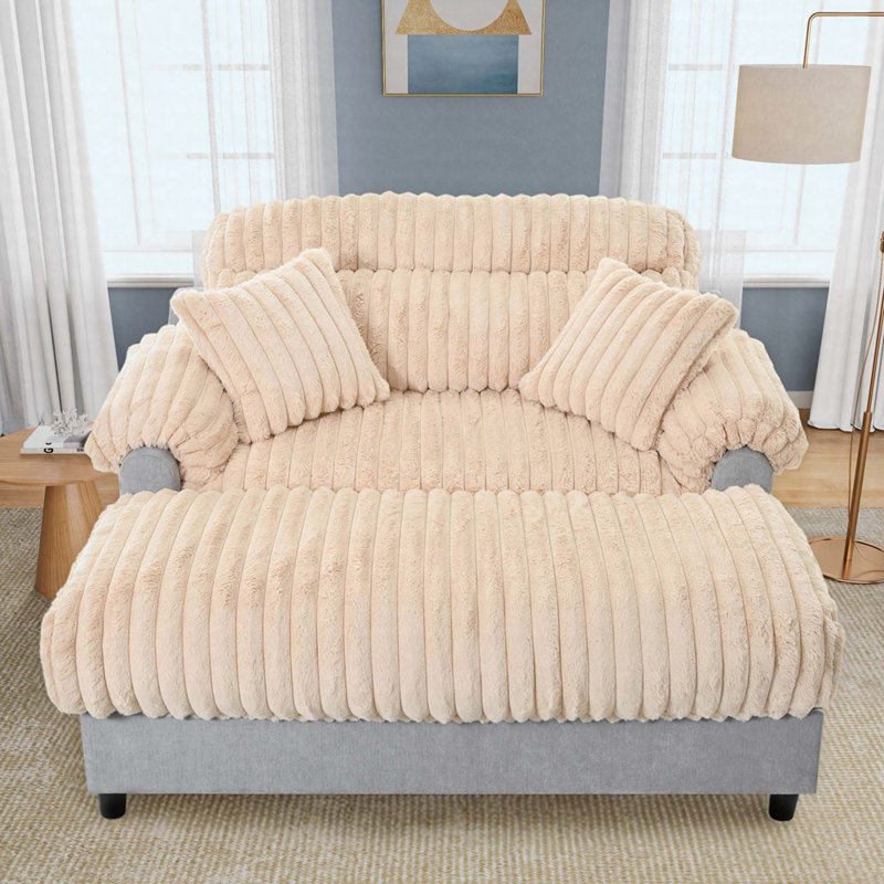 Canapé 65 po Cloud, méridienne moderne avec 2 coussins décoratifs, Champagne