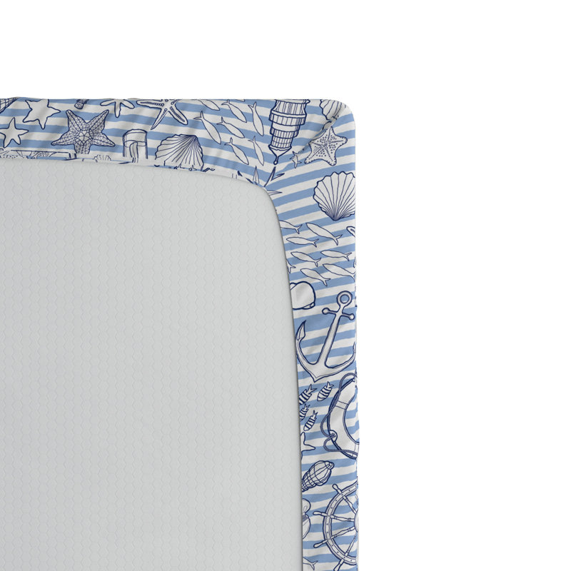 Nautical Microfiber Fitted Sheet, Full/Double Fitted Sheet