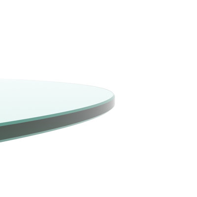24" Tempered Glass Table Top, 0.24" Inch Thick, Transparent, Glossy Edge, Long-lasting, Wear-, Heat-, , Impact- Round Clear 1/4" , To Wear, Heat, Corrosion, Impact, For Office And Home Tables