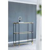 3-Tier Metal Console Table With Mirrored Shelf