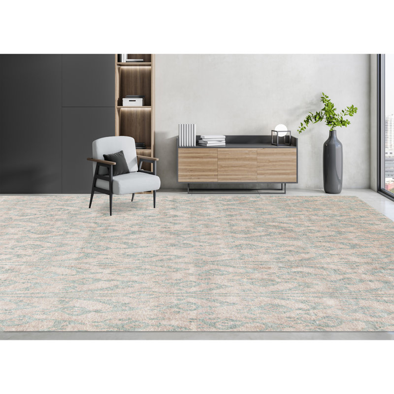 Himalayan Floral Area Rug in Light Blue/Wheat