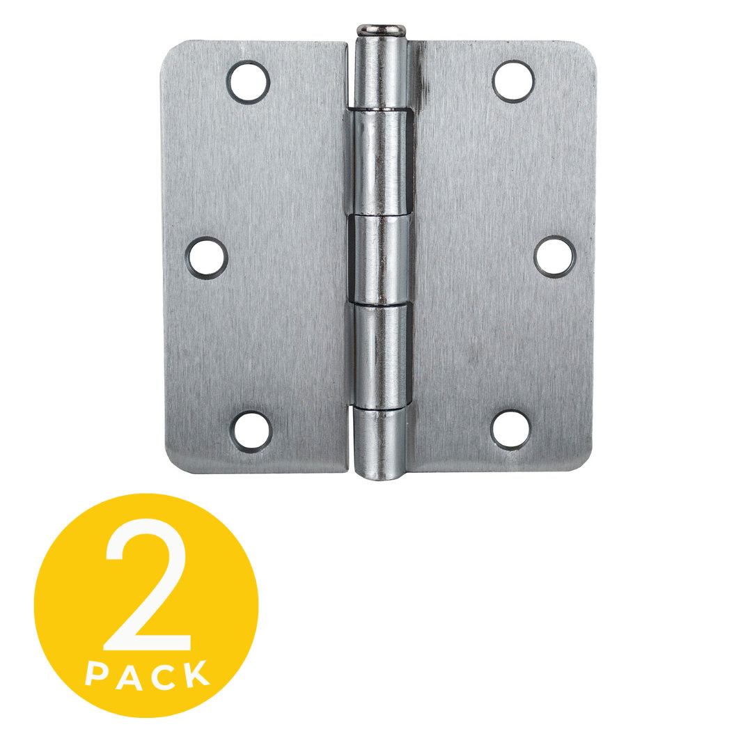 3.5 in. x 3.5 in. Full Mortise Residential 1/4 in. Radius Hinge with Removable Pin (Set of 2) Global Door Controls