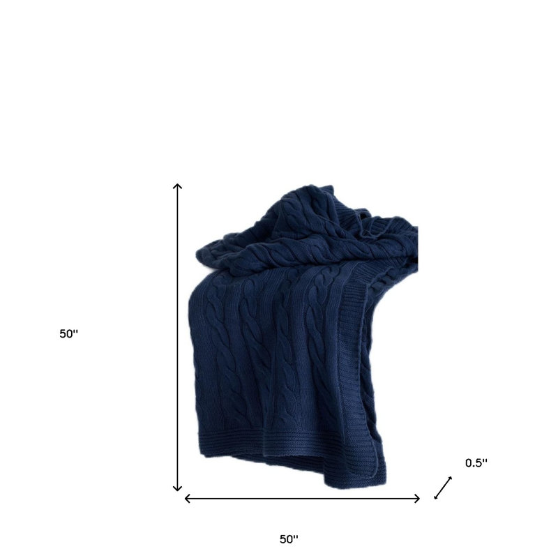 Jeté en tricot bleu 100% coton