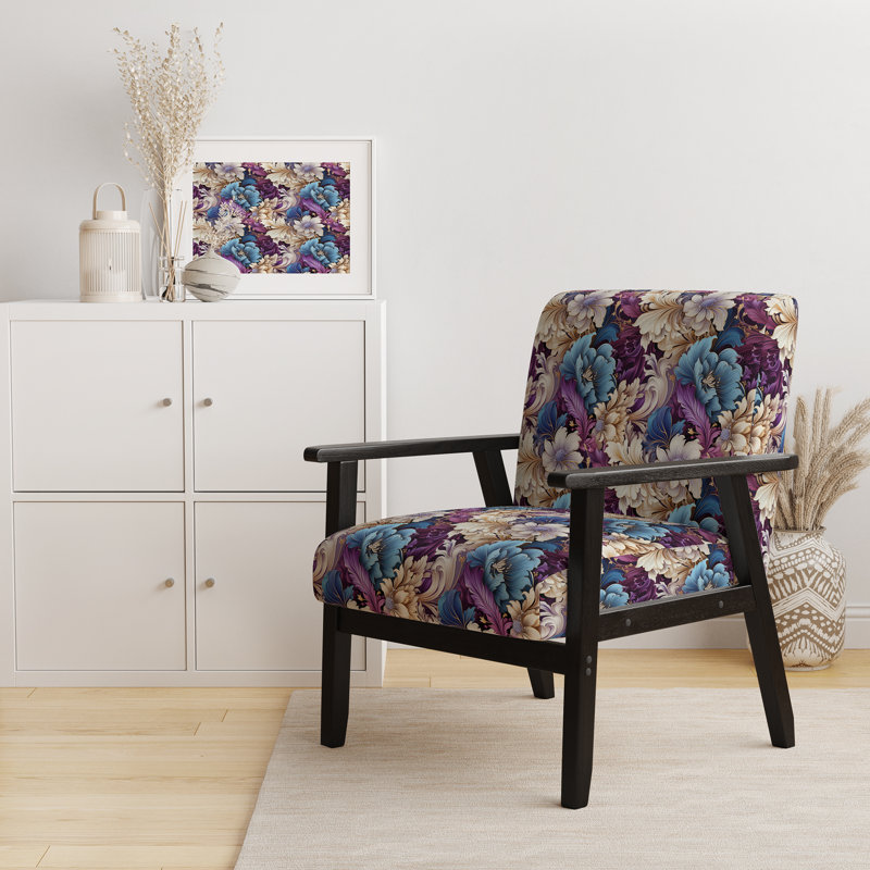 Fauteuil décoratif rembourré bleu et mauve Gatsby Paisley