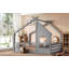 Lit double au sol avec fenêtre et petite tablette, lit en bois massif avec toit en forme de maison, sans sommier, gris-742036566-742036554