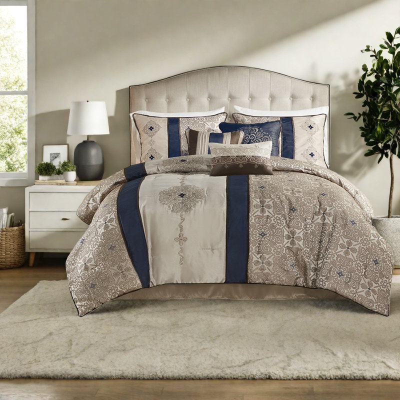 Luxury Bedding Sets, Cal King Polyester Jacquard, Modern Home Style