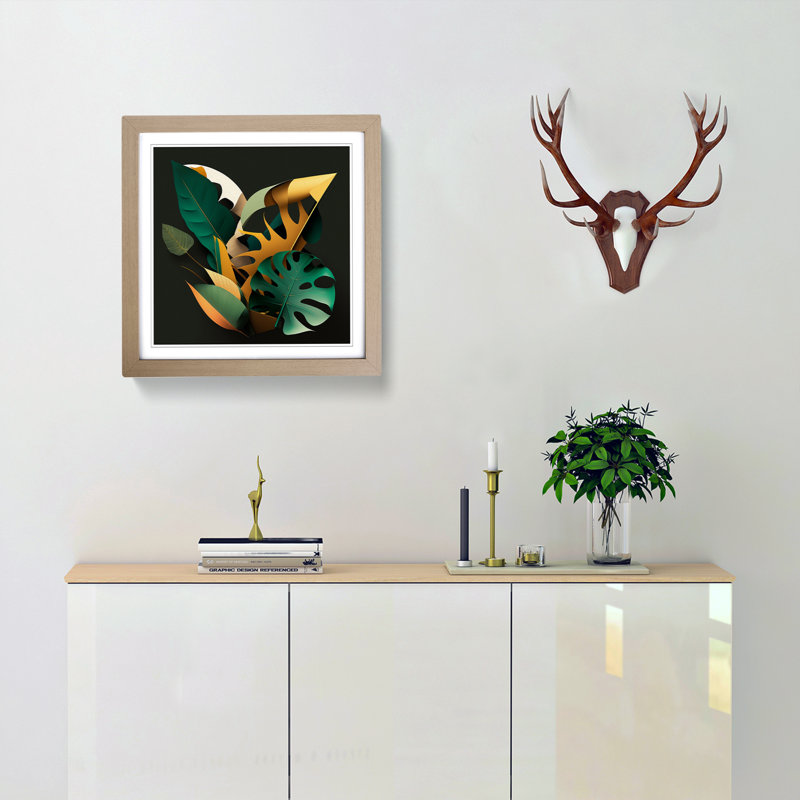 Tropical Leaf Bauhaus - Framed Print, Oak