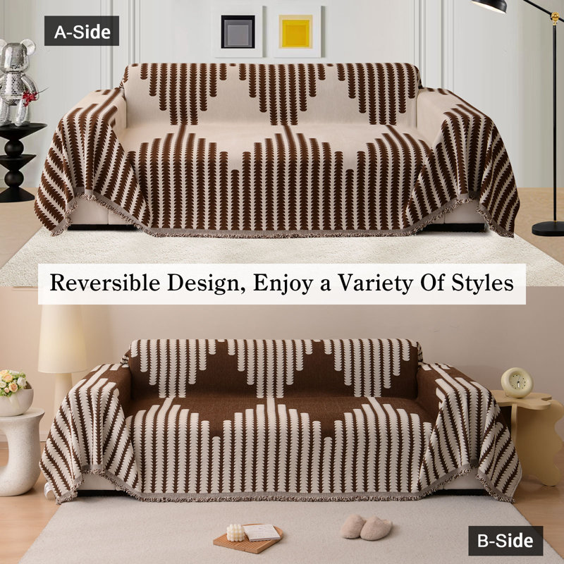 Housse pour canapé en chenille, L 102 po x P 71 po, Chenille brun