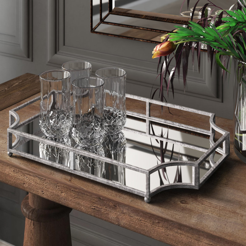 Plateau en verre Brionna, Argent argent