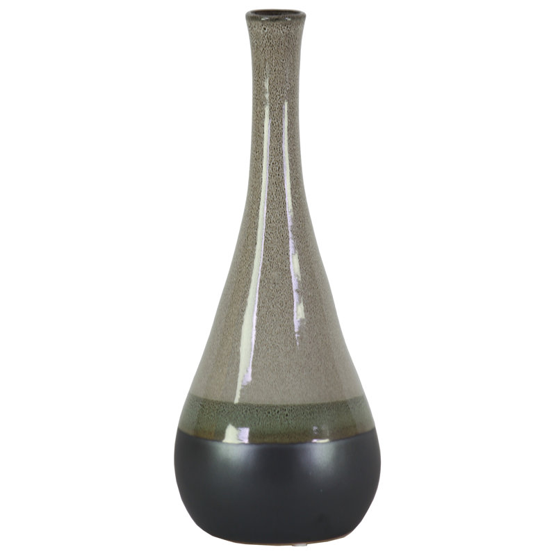 Perrodin Stoneware Table Vase, 13.75" H x 5.25" W x 5.25" D, Gray
