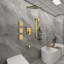 Système de douche à barre coulissante 12 po, ensembles de douche carrés avec pomme de douche à pluie complète avec jets de corps et portables, fixation murale-105715583
