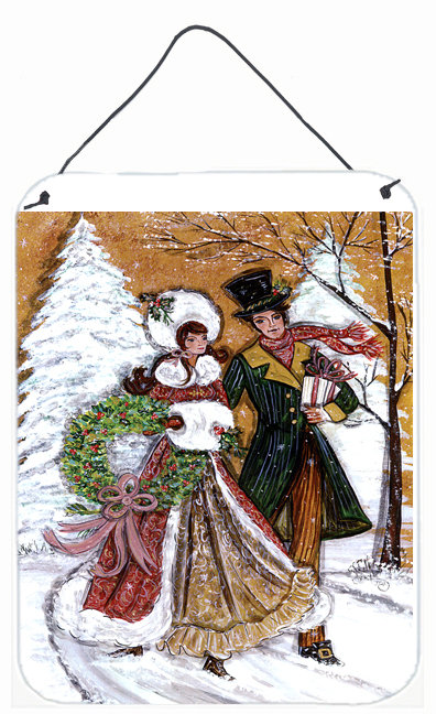 Couple patinage scène d'hiver par carol normande peinture plaque d'impression