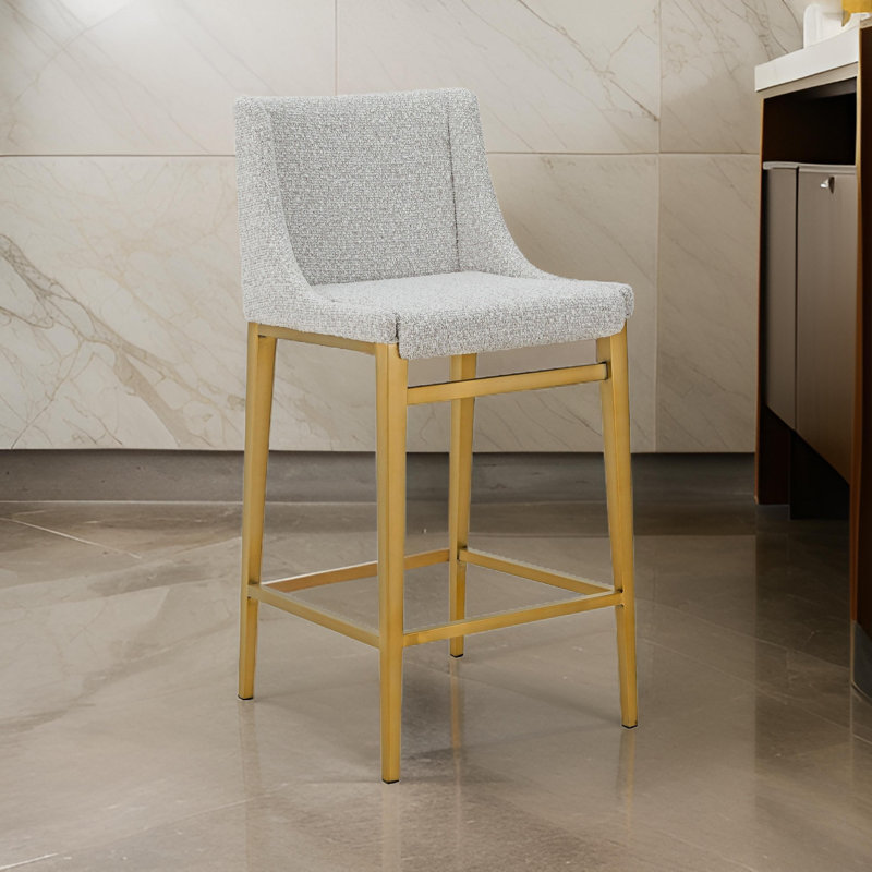 Ensemble de 2 tabourets de comptoir Cid Kinn, polyester gris clair