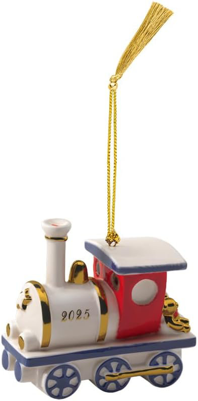 Villeroy & Boch Christmas Classics Collection Christmas Locomotive Shaped Ornament, Premium Porcelain, Collector’s Edition, Date 2025