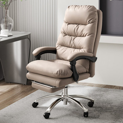 Grey Coffee Genuine Leather Ergonomic Office Chair, Executive Boss Chair