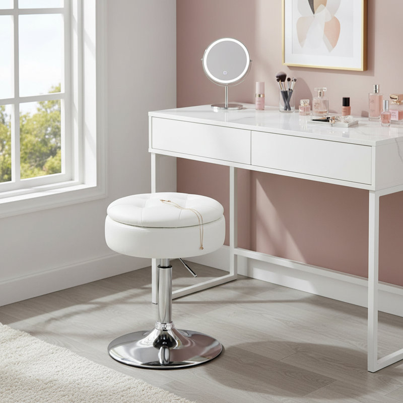 Metal Accent Stool, White