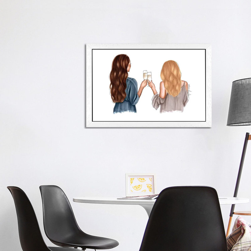 Champagne by Elza Fouche - Print on Canvas, 66.04 cm H x 45.72 cm W, White Framed